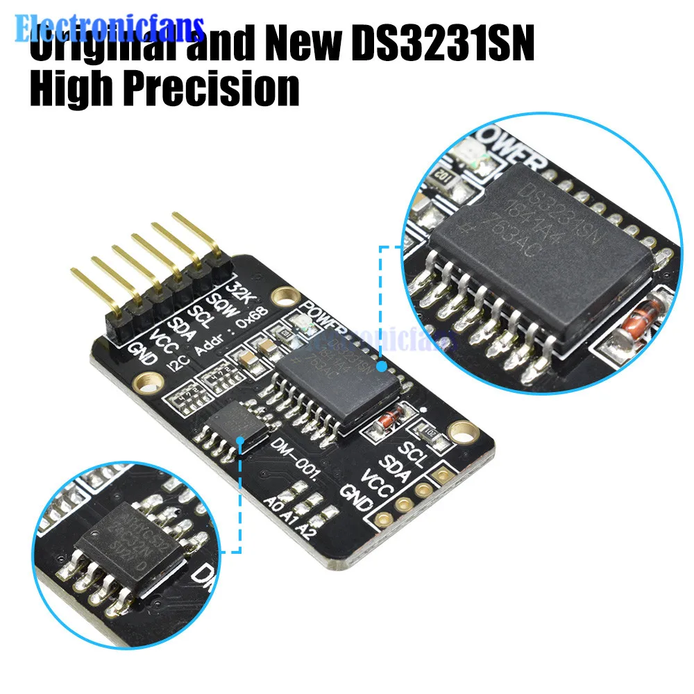 1-5 Stück DS3231 AT24C32 IIC Präzisions-Echtzeituhr (RTC) Speichermodul Miniaturgröße für Arduino SN DS3231SN AT24C32 – Detail 8