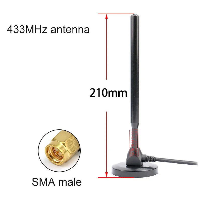 

1pc 433MHz 433M antenna magnetic chassis base Omnidirectional high gain 30dbi Copper rod SMA male