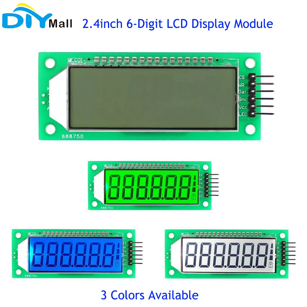 OPEN-SMART 2.4inch 2.4”6-Digit 7 Segment LCD Display Module with White/Blue/Green Backlight 3 Colors Available for Arduino
