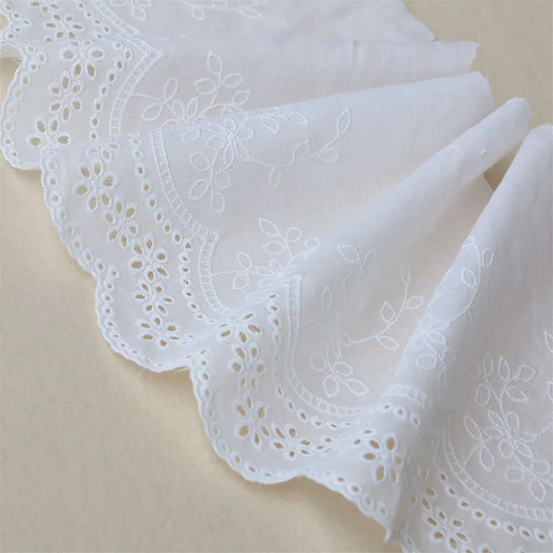 2YARD White cotton lace hand wide material curtain cotton cloth DIY lace accessories 20cm wide