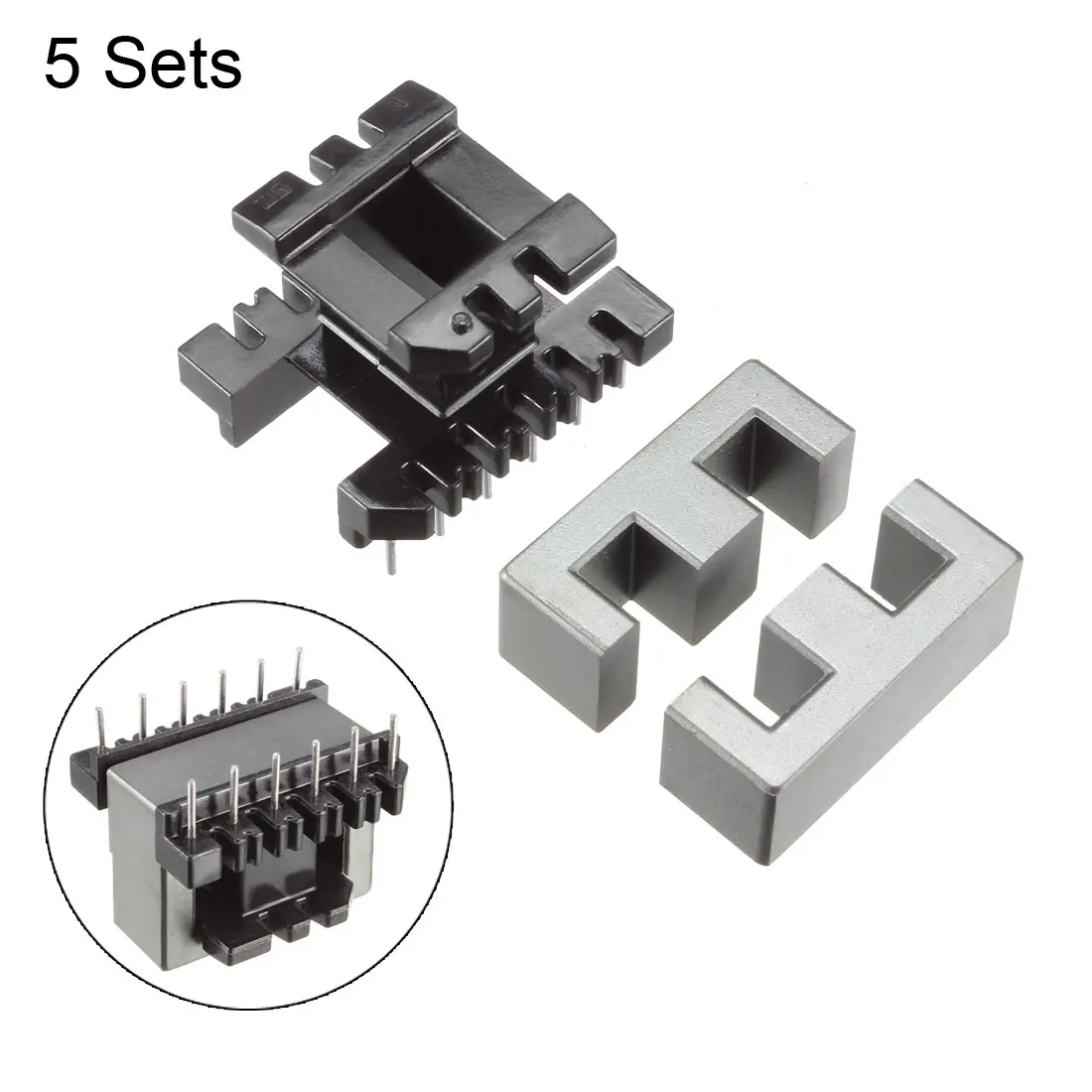 UXCELL 5Sets EE28 6 with 6pin Transformer Bobbin PC40 Ferrite Core Vertical 10 Ferrite Halves and 5 Bobbin Magnetic Core Bobbins