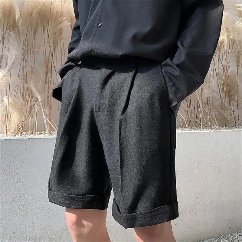 Men's Shorts Summer New Mature Gentleman Retro British Style Personality Waist Buckle Leisure Loose Oversized Shorts