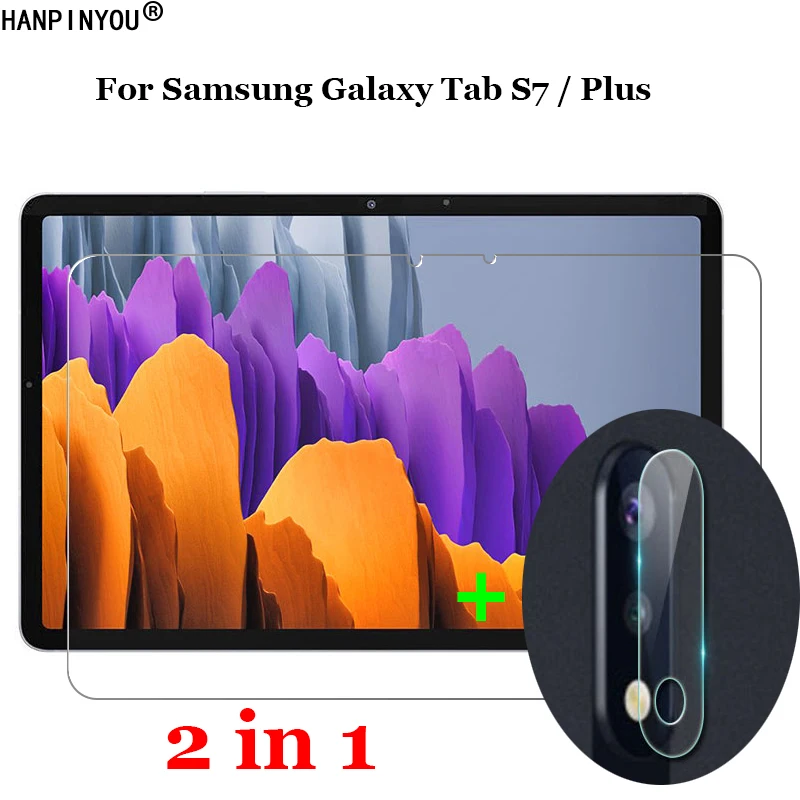 

2-in-1 Front Tempered Glass For Samsung Galaxy Tab S7 / Plus Soft Camera Lens Protection Film Screen Protector Guard