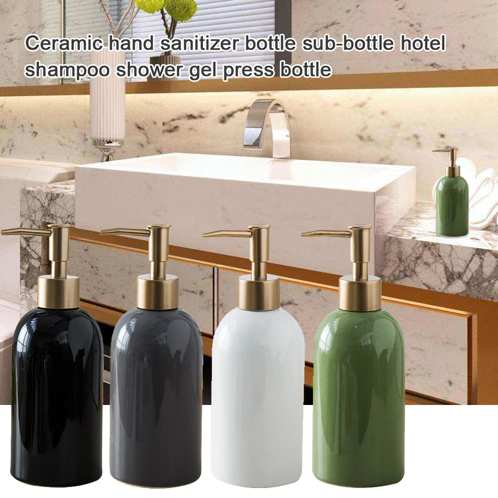 420ml Ceramic Liquid Soap Dispenser Shampoo Bottle Hand Sanitizer Shower Gel Soap Bottle Hand Soap Dispenser Empty Pump Bottle