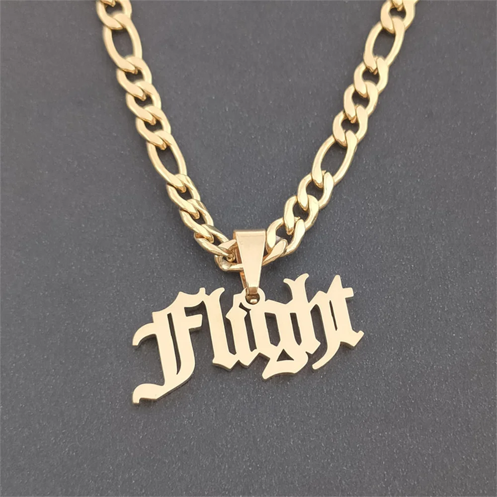 Gold Figaro Chain Necklace Custom Name Pendant Necklaces Women Men Jewelry Personalized Collier Stainless Steel Choker Nameplate