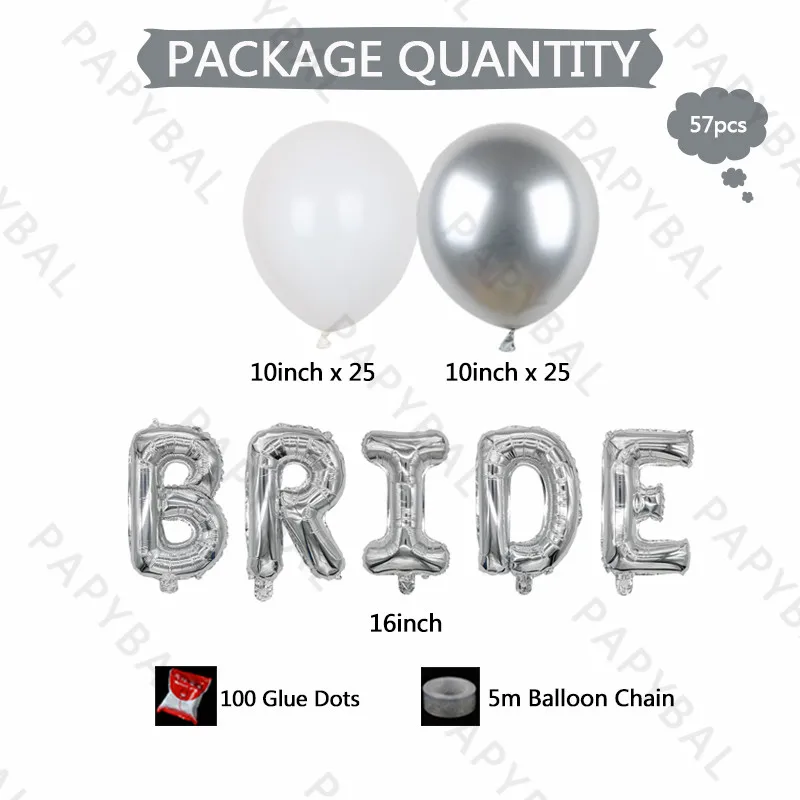 16inch Silver Bride To Be Letter Aluminum Foil Balloons Set Wedding Valentine\'s Day Engaged Party Decoration Decor Supplies