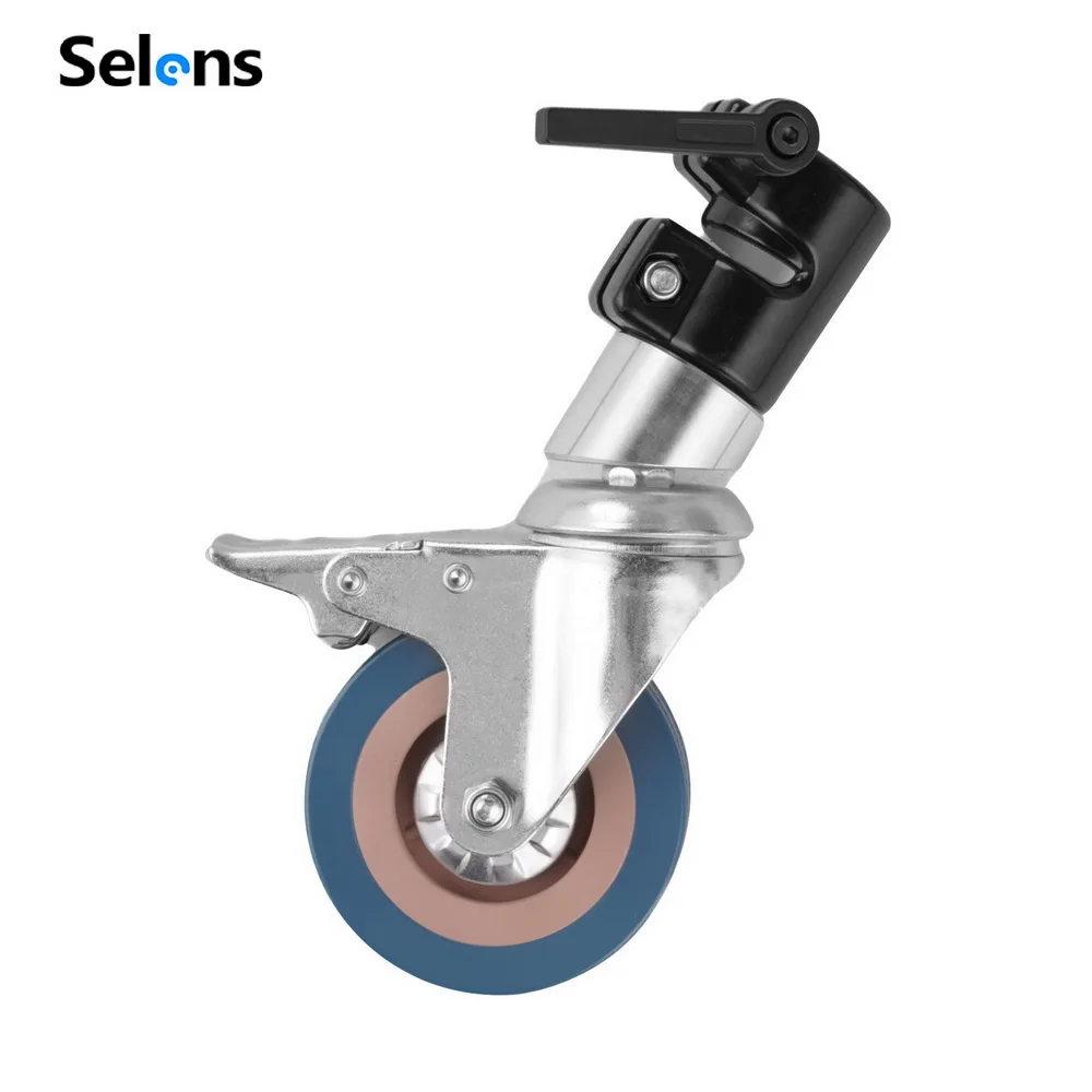 Selens 3Pcs C-Stand Swivel Caster Wheel Set for Photography Century Foldable Light Stand Tripod Magic Leg