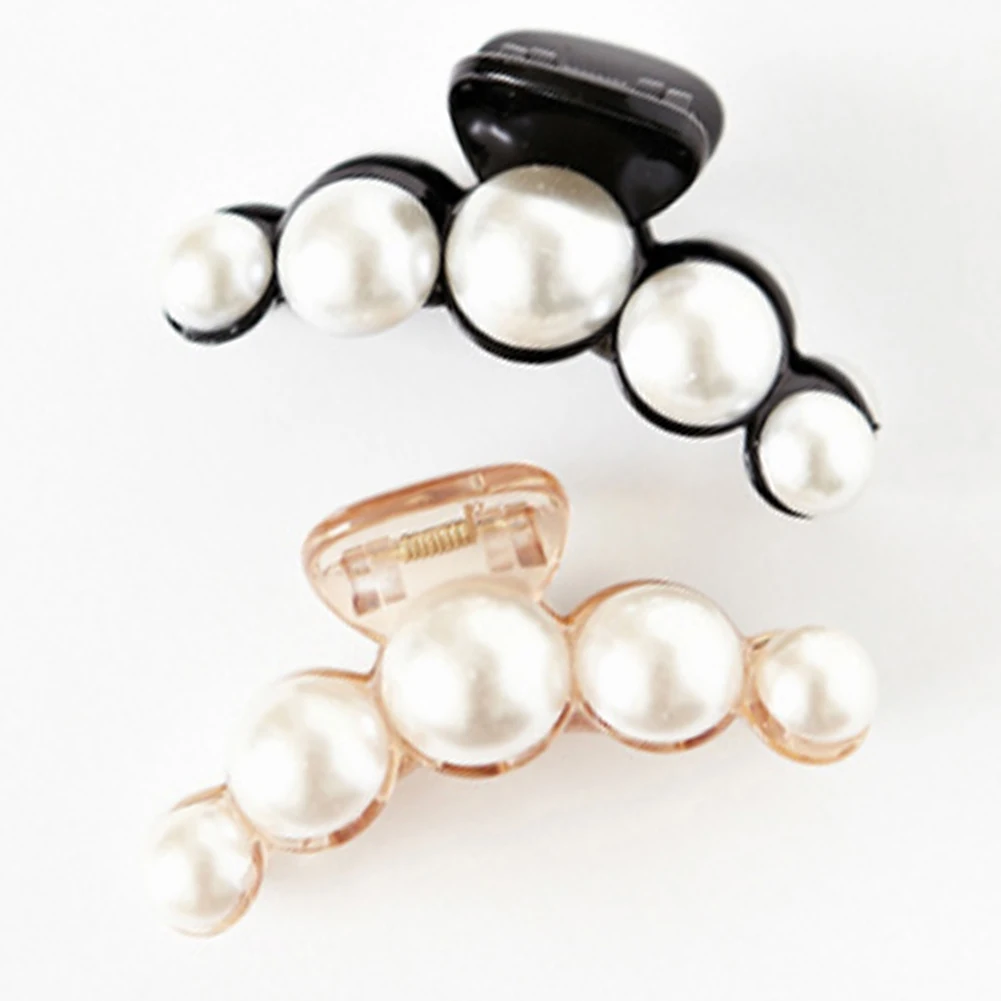 Fashion Hair Claw Clips For Women Horsetail Clip Geometric Imitation Pearl Hairpin Crab Retro Crystal Hair Clips Hair Accessorie