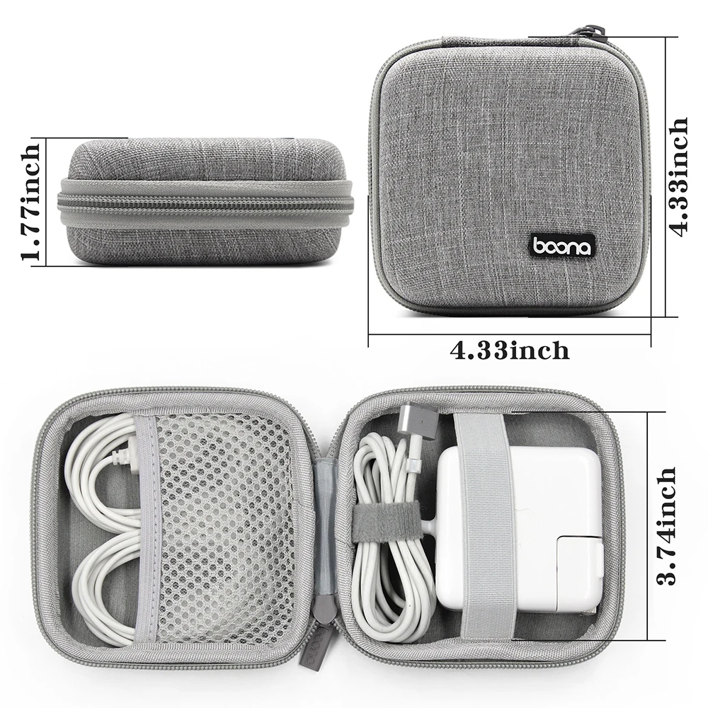 BOONA Laptop Accessories Storage Case Travel Power Supply Case Electronic Gadgets Bag for MacBook Air/Pro