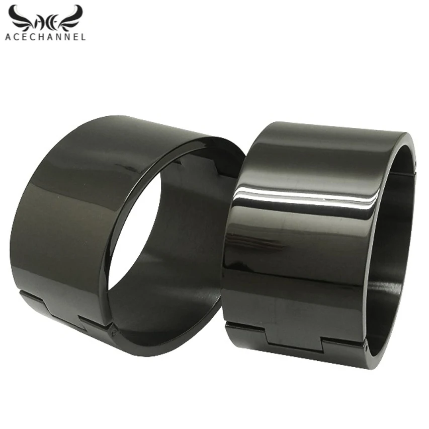 Polished Stainless Steel Wrist Ankle Cuffs Lockable Bangle Slave Bracelets Jewelry Men Women Bracelets Lock Cuffs