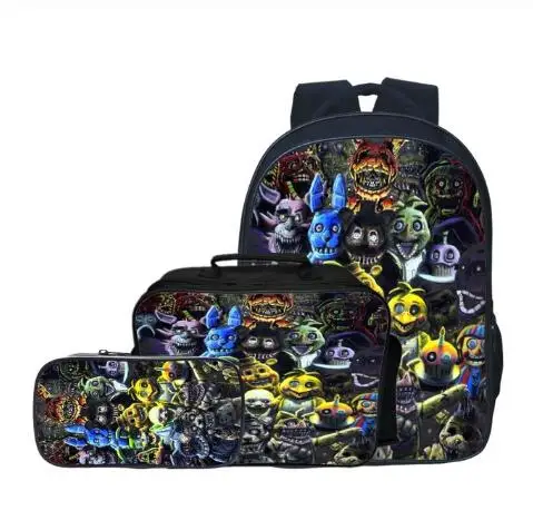 3pcs/set Fashion Cartoon Five Night At Freddy Children Backpacks Student Suit Bag Kids Baby School Bags Boys Schoolbag for Girls