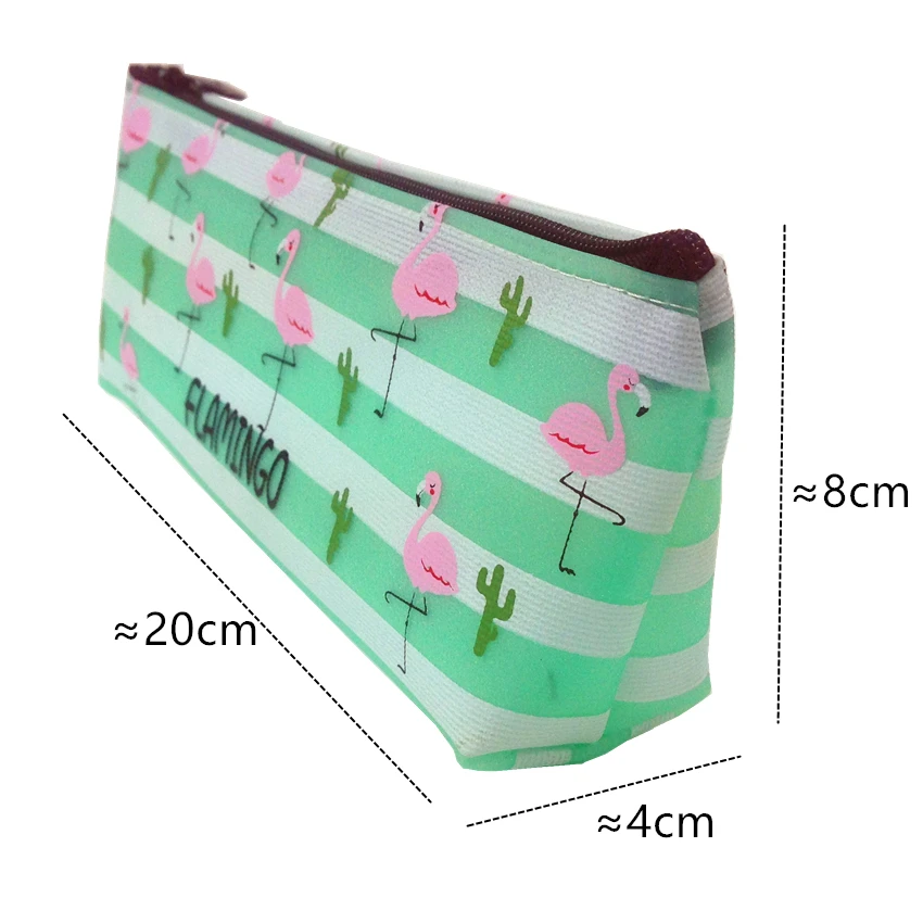 1pcs/lot Kawaii Pink Flamingo & Green cactus PU pencil bag Nice pen bags gift bag for students Coin bag Storage package