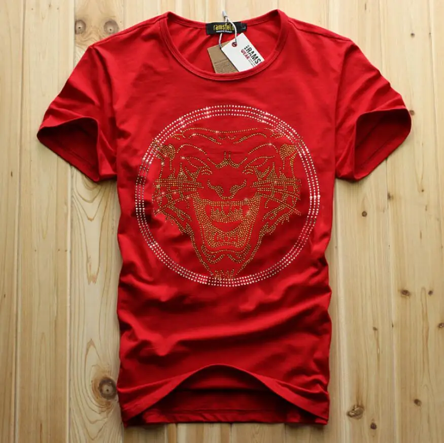 S-6XL Rhinestones Anime Cotton Mens short tshirt Streetwear hip hop Casual Hot drill top quality S-5XL