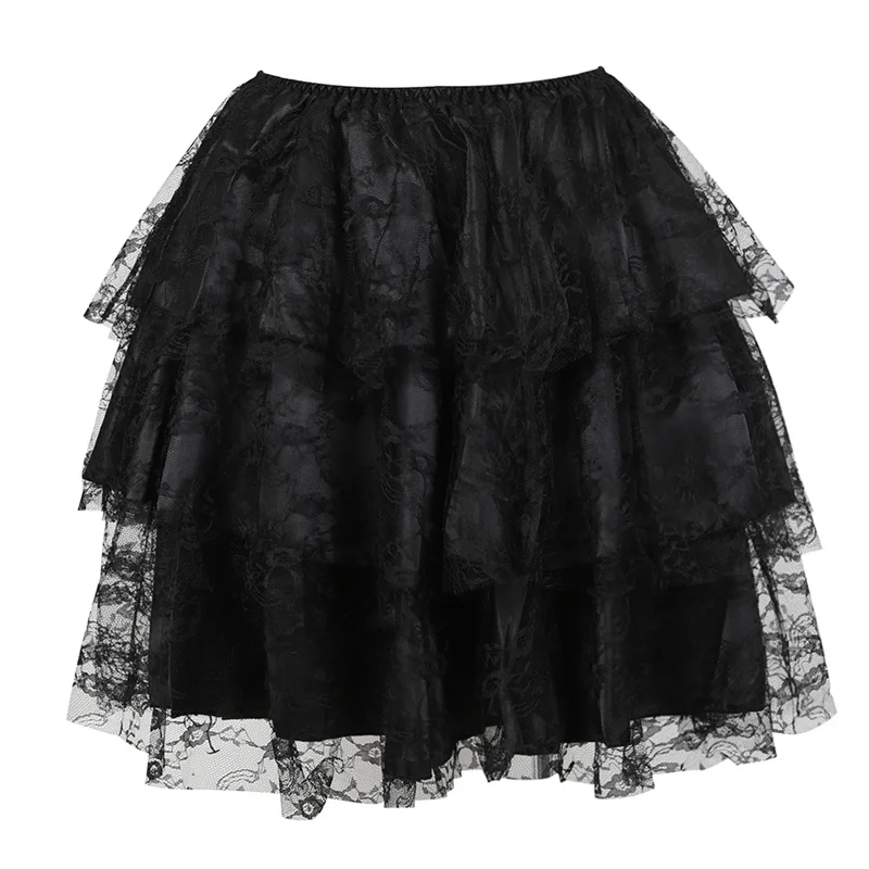 Mini Skirt Mesh tutu Skirt Women Plus Size Sexy Costume Black Floral High Low Skirt Burlesque Dress Steampunk Red Brown Green