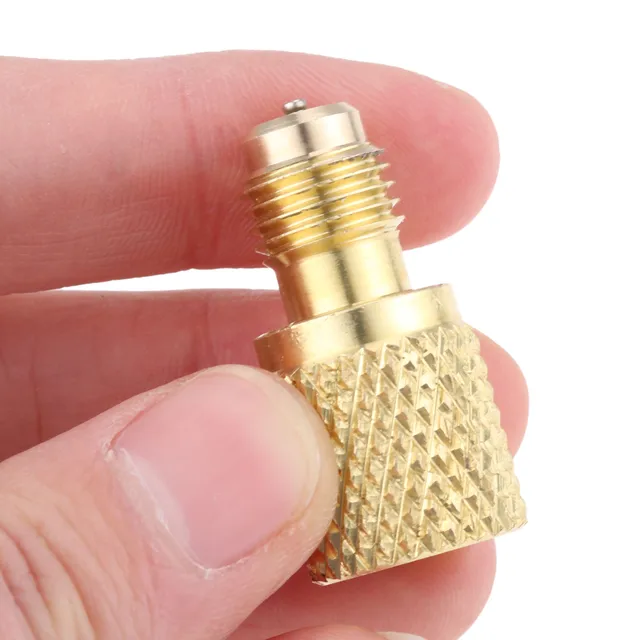 R134A mosiężny Adapter montażowy 1/4 "męski na 1/2" żeński Adapter czynnika chłodniczego Acme z rdzeniem zaworu do układu czynnika chłodniczego AC