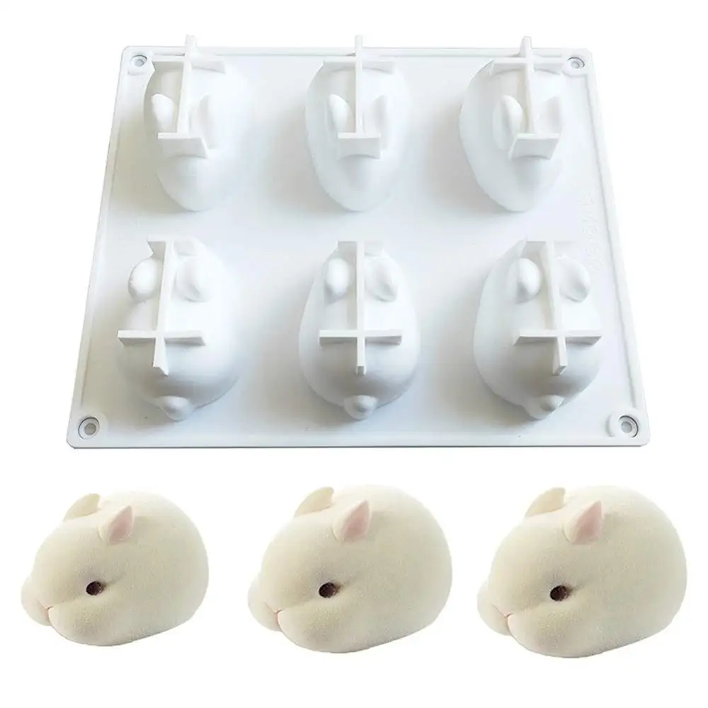 Silicone Molds Fondant Mold Rabbit 3D Easter Bunny Mousse Cake Mold French Dessert Baking Pan Cake Decoration Tool Pastry Tray