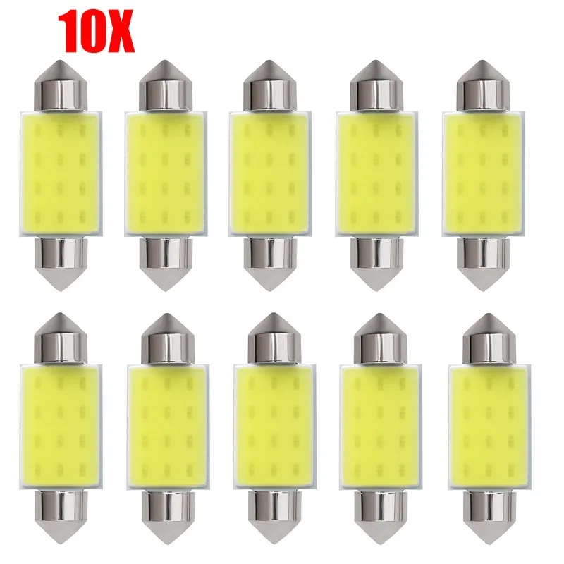 

10pcs C10W C5W LED COB Festoon 31mm 36mm 39mm 41/42mm 12V White bulbs for cars License plate Interior Reading Light 6500K 12SMD