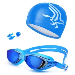 Occhiali da nuoto professionali occhiali da nuoto Unisex protezione antiappannamento impermeabile protezione UV surf cuffie da nuoto tappi per le orecchie Set di Clip per naso