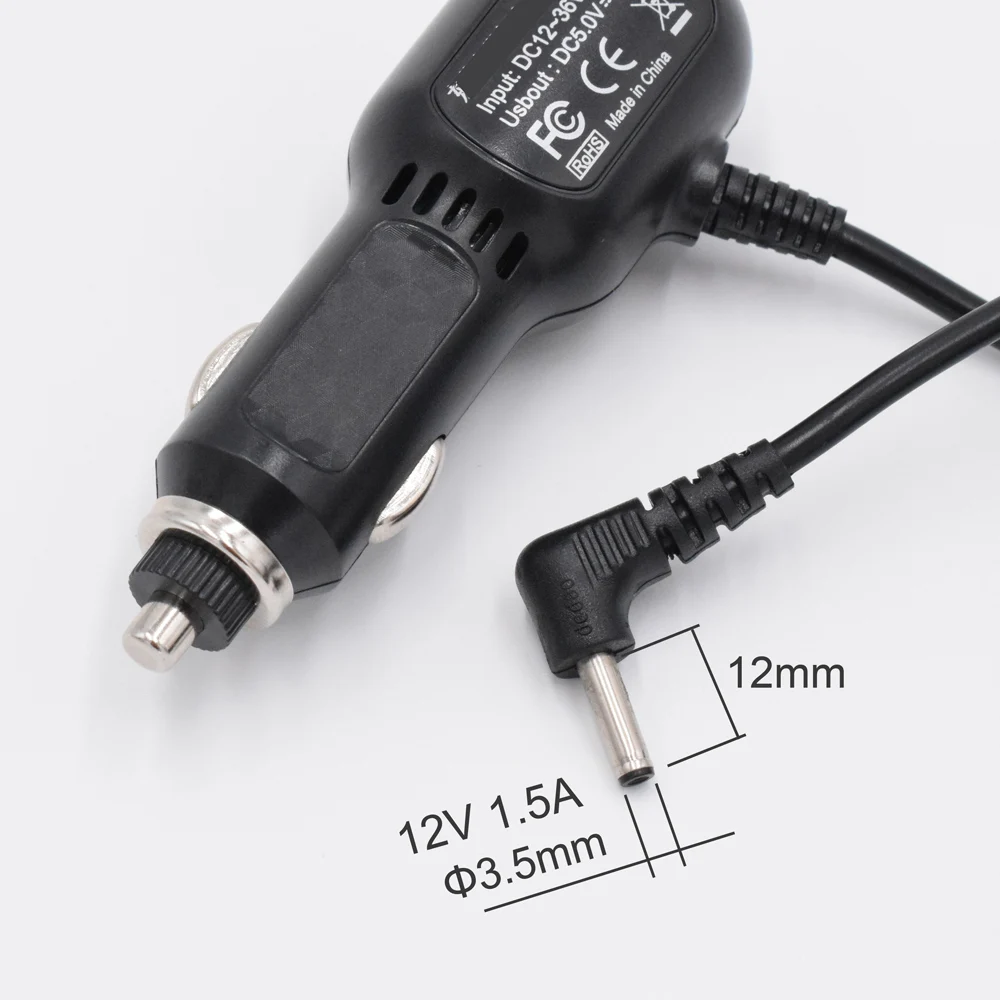 XCGaoon 1.5meter 12V 1.5A Diameter Φ3.5mm Charging Port With Dual 5V 3.5A USB Car Charger for Car Radar Detector / GPS Camera