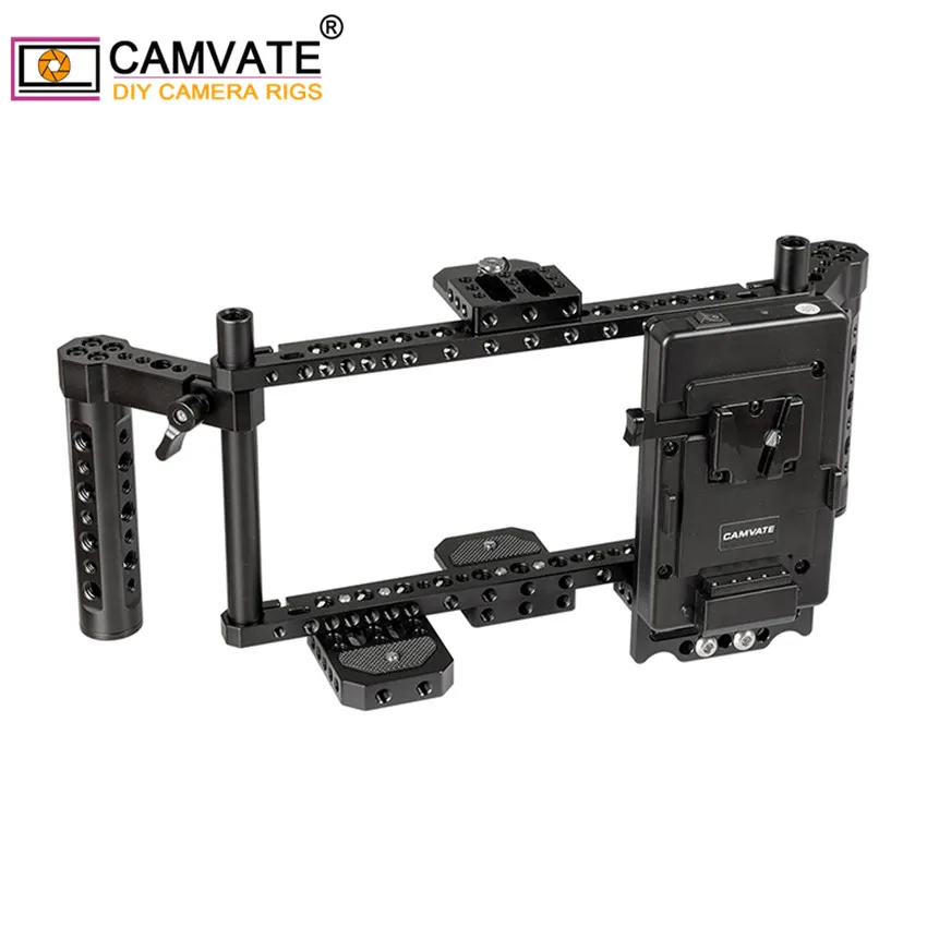 CAMVATE Adjustable Director\'s Monitor Cage Rig With Dual Cheese Handle Grip & V lock Quick Release Mounting Plate For 7\