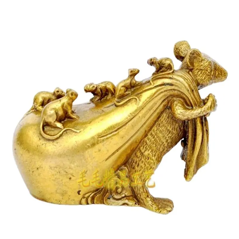 In The Twelve Zodiac Gold Copper Bag Lucky Rat Kangaroo Mouse Zhaocai Copper Ornaments Pull In