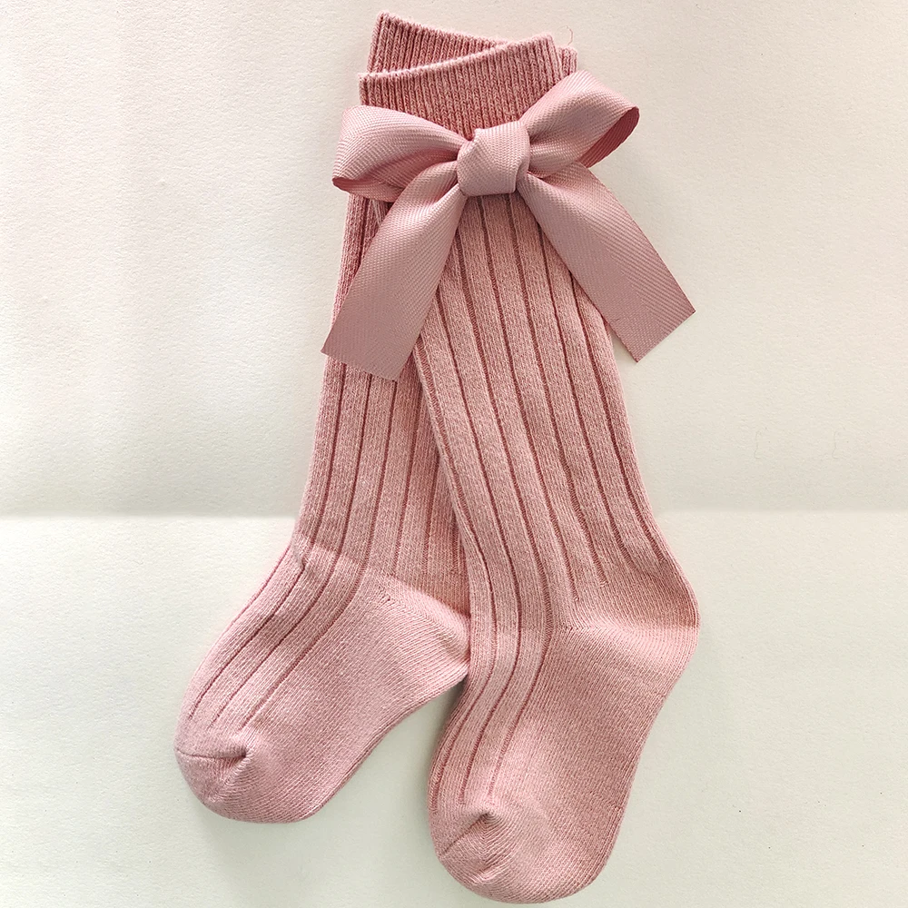 New Toddlers Girls Cotton Socks Big Bows Knee High Long Soft Kids Princess Socks Stripped Children Socks School High Quality