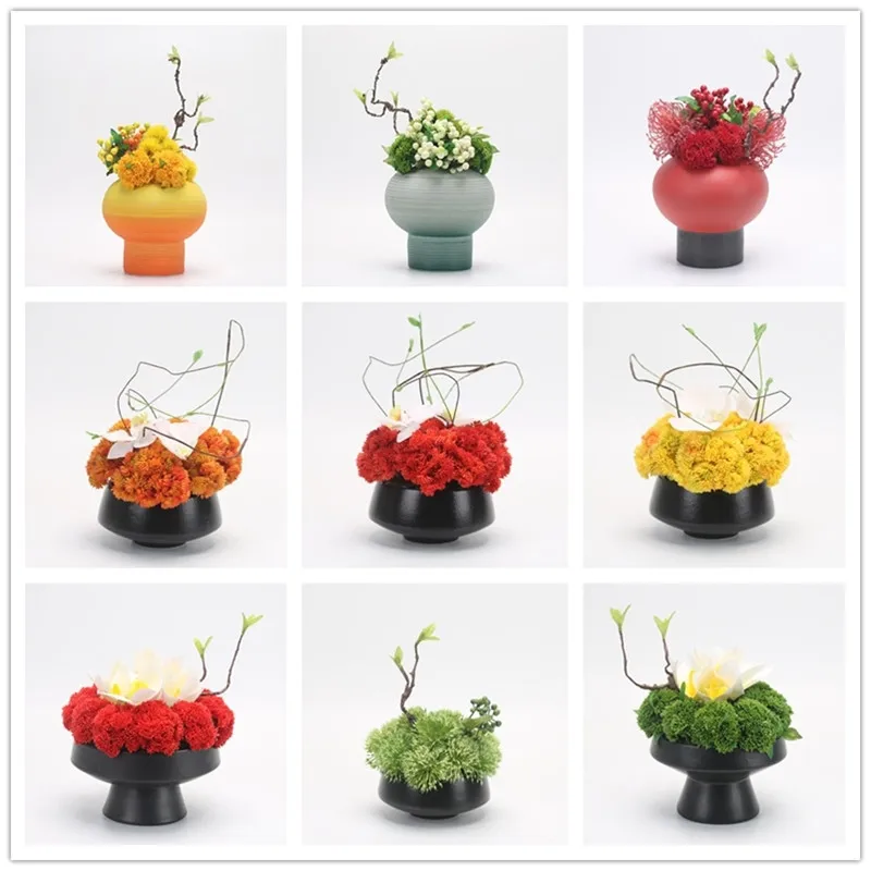 New Chinese simulation flower art small potted plant ornament potted indoor dining table model room artificial flower green