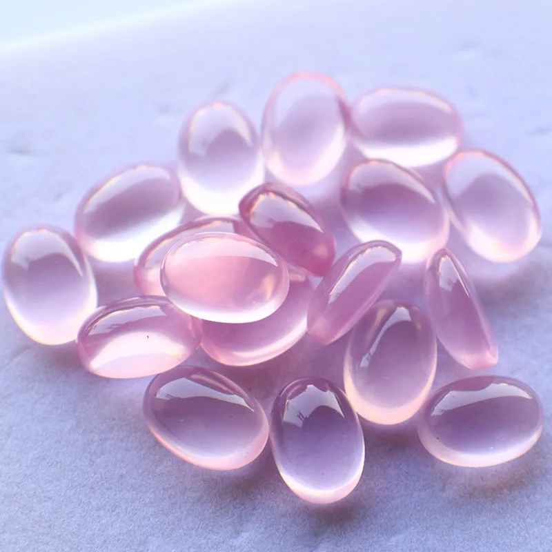 6X8mm 7X9mm High-quality Rose Quartz Stones Cabochon Natural Gemstone Ring Face Fashion Jewelry Making Pendant Accessories Gem