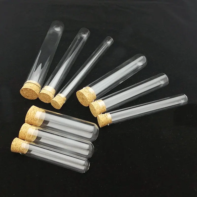 5pcs Outer Diameter 20/25/30mm Transparent Round Bottom Glass Test Tube with Cork Stopper lab Flat - mouth thickened Glass Vial