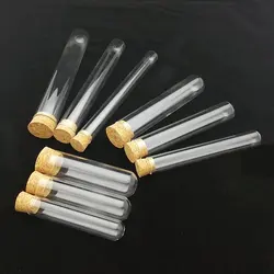 5pcs Outer Diameter 20/25/30mm Transparent Round Bottom Glass Test Tube with Cork Stopper lab Flat - mouth thickened Glass Vial