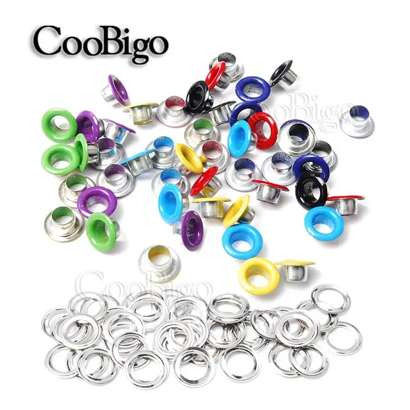 500pcs Metal Eyelets Grommet for Leathercraft DIY Scrapbooking Shoe Belt Cap Bag Tag Clothes Accessories Colorful Hole 5mm