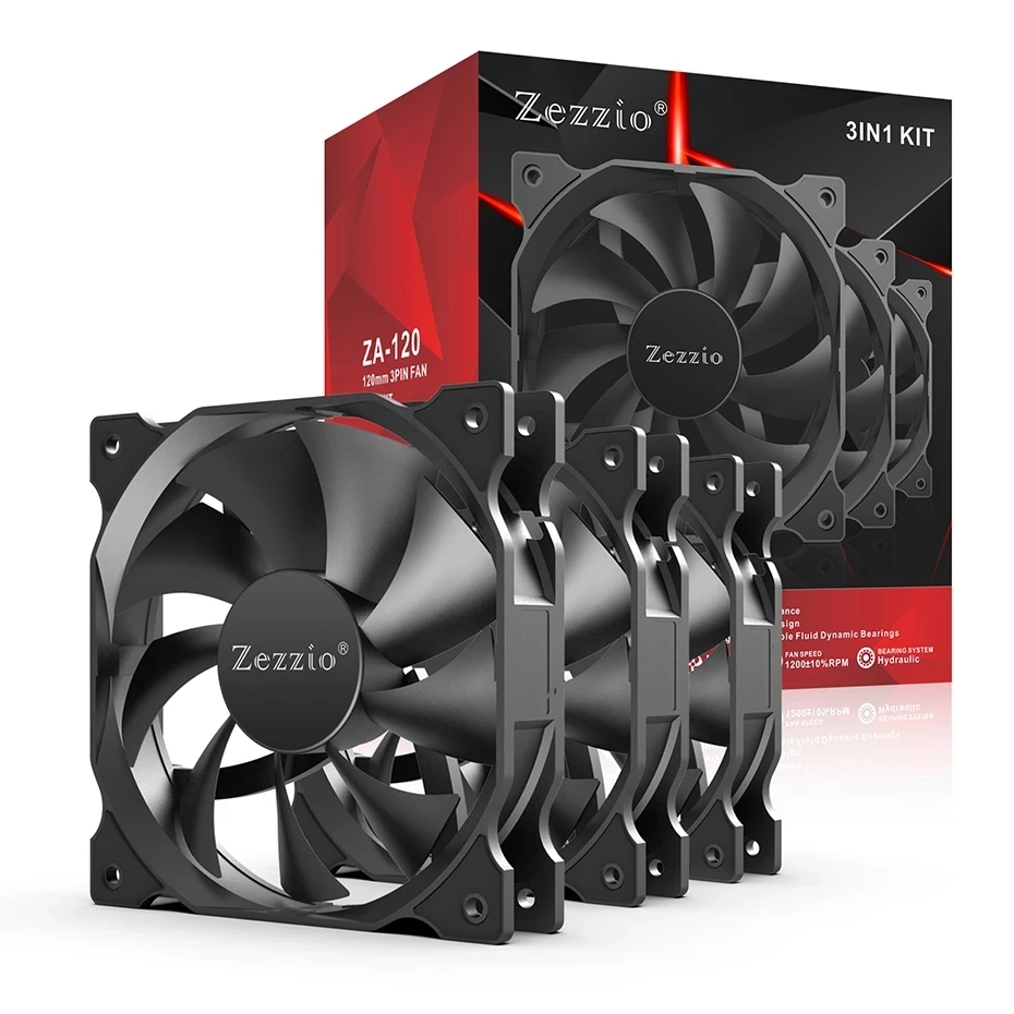 

Zezzio ZA-120 3in1 120mm CPU radiator computer case cooling silent fan/3PIN and molex port