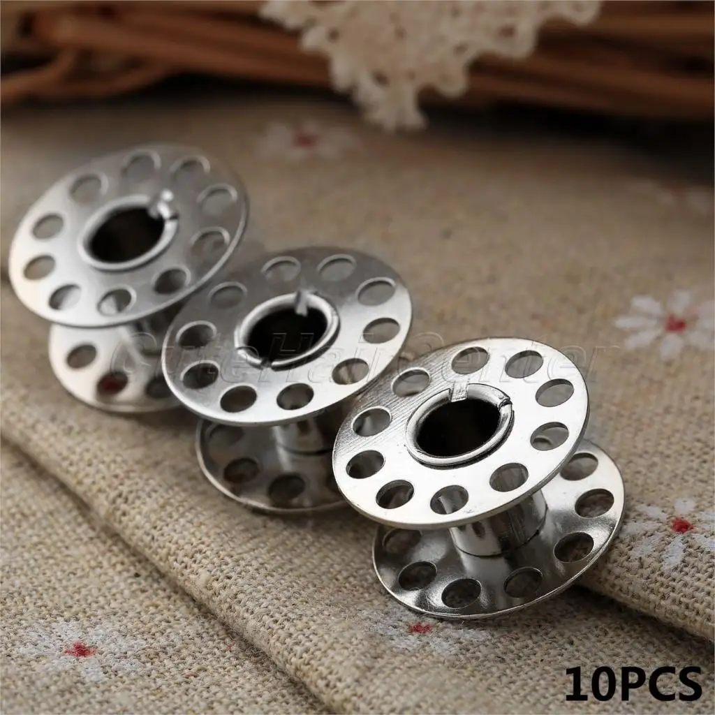 10Pcs/set Bobbins Spool Sewing Machine Craft Tool Stainless Steel Sewing Supplies Bobbins Spool for Brother Janome Singer 2x1cm