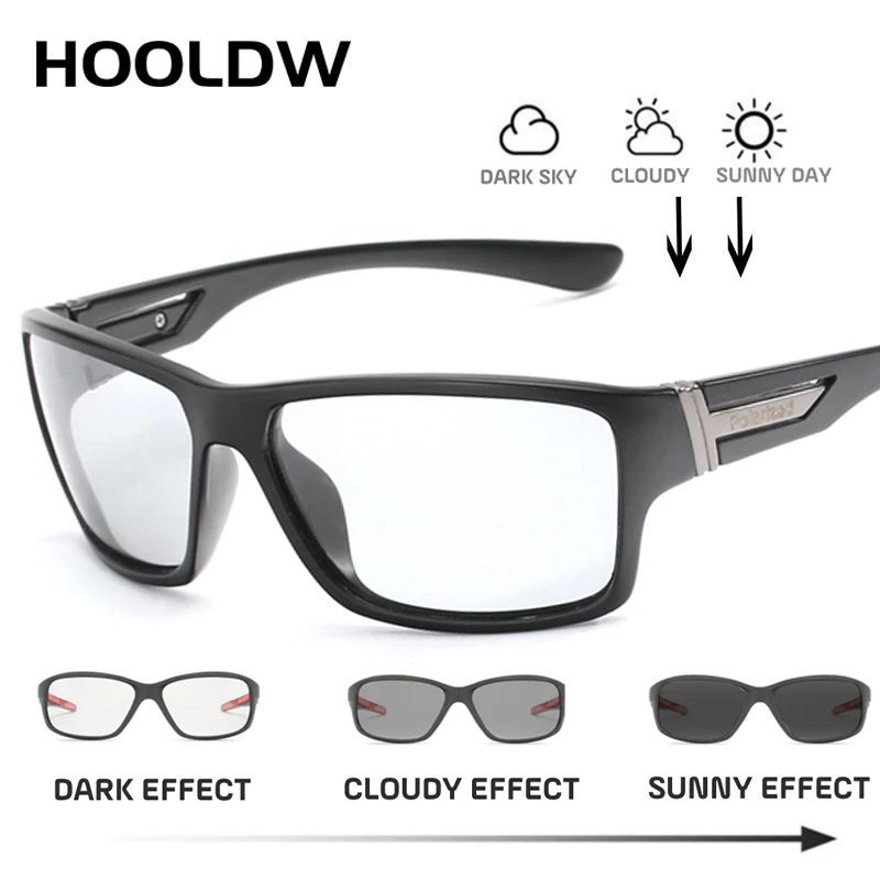 HOOLDW Photochromic Sunglasses Men Driving Polarized Sun Glasses Male Anti-glare Goggle Chameleon Glasses Change Color Eyewear