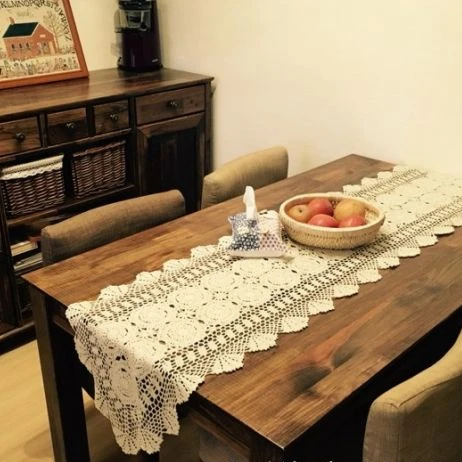 

90/150/180/250cm Shabby Chic Cottage Crocheted Vintage Table Runner