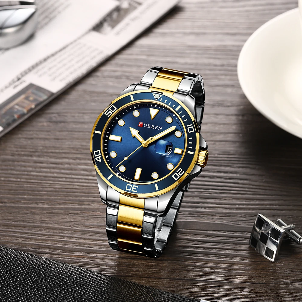 2021 CURREN New Green Water Ghost Series Brand High-end luxury Watches Automatic Watch Men All Steel Waterproof Quartz Watch