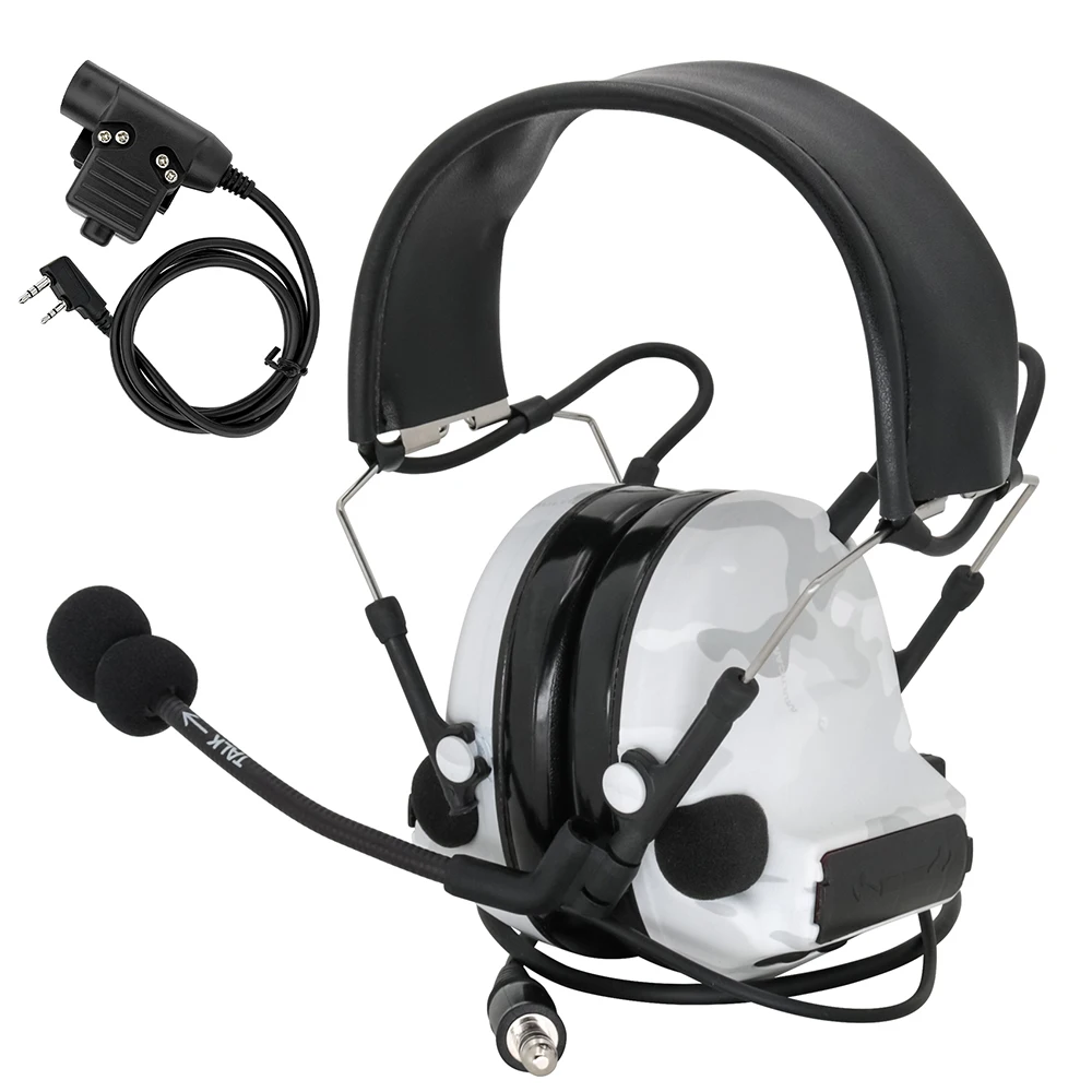 Pick-up Airsoft tactique, réduction du bruit, écouteurs de Protection auditive pour tir (Camouflage blanc)