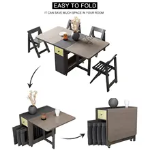 Foldable dining table with 4 chairs #4