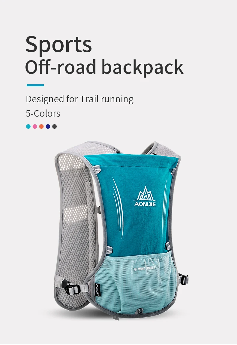 AONIJIE E913S 5L Trinkrucksack Rucksack Tasche Weste Geschirr Wasserblase Wandern Camping Laufen Marathon Rennen Sport Orange – Detail 3