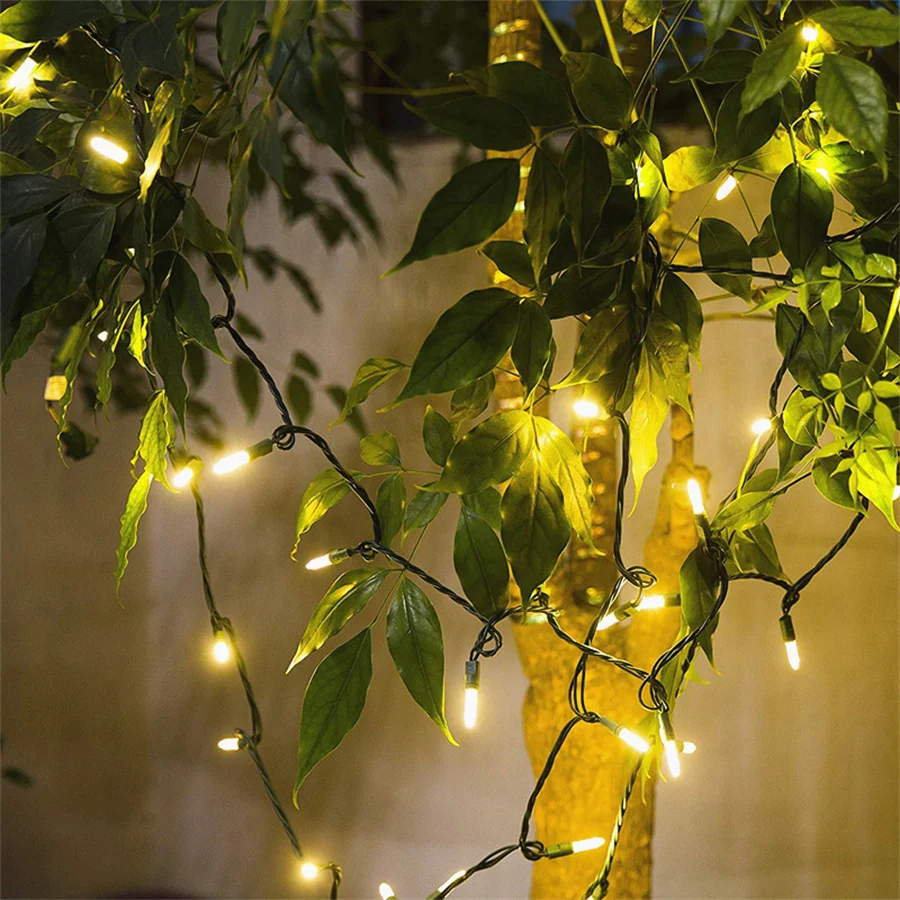 7M 100 Count Clear Christmas String Light Outdoor Incandescent Bulbs Mini Fairy Light Garland for Patio Holiday Party Decor