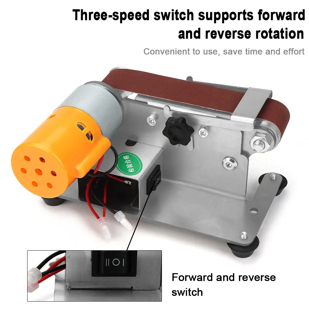 Lijadora eléctrica de 30MM para el hogar, Mini lijadora de cinta eléctrica multifuncional, pulidora de bricolaje, afilador de cuchillos