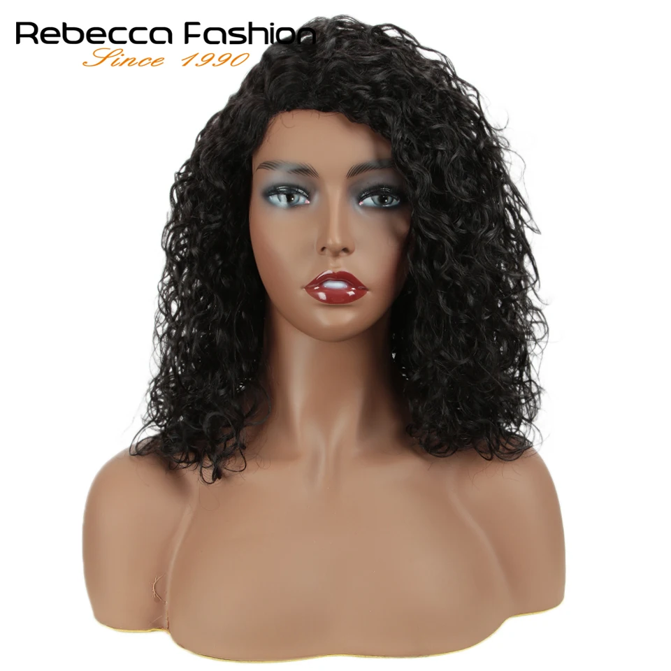 Rebecca-Peluca de cabello humano rizado para mujeres negras, postizo de encaje de onda Natural, pelo Remy peruano, parte L, 2019 de otoño, nuevo