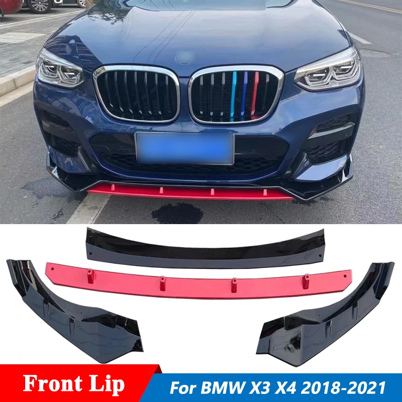 4 PCS ABS Material Black Or Carbon Color Front Bumper Splitters Lip For BMW X3 G01 X4 G02 M-Sporty Version Car 2018 Up