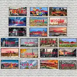 France Poland Thailand Tin Plate Travel Souvenir Poster Vintage Metal Sign For Wall Art Shop Bar Home Decor 30X15CM DC-0
