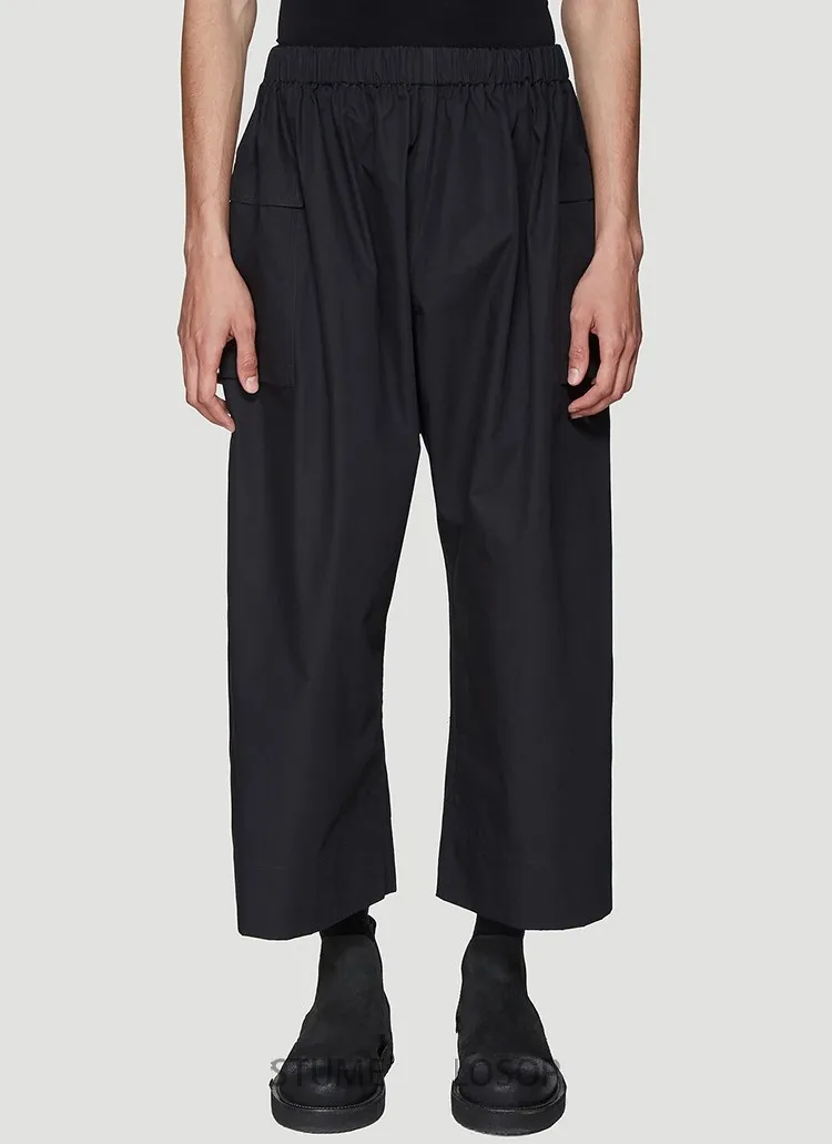 

The new summer men's fashion straight pants in pure color, all-match casual loose wide leg pants with big pocket butt paste