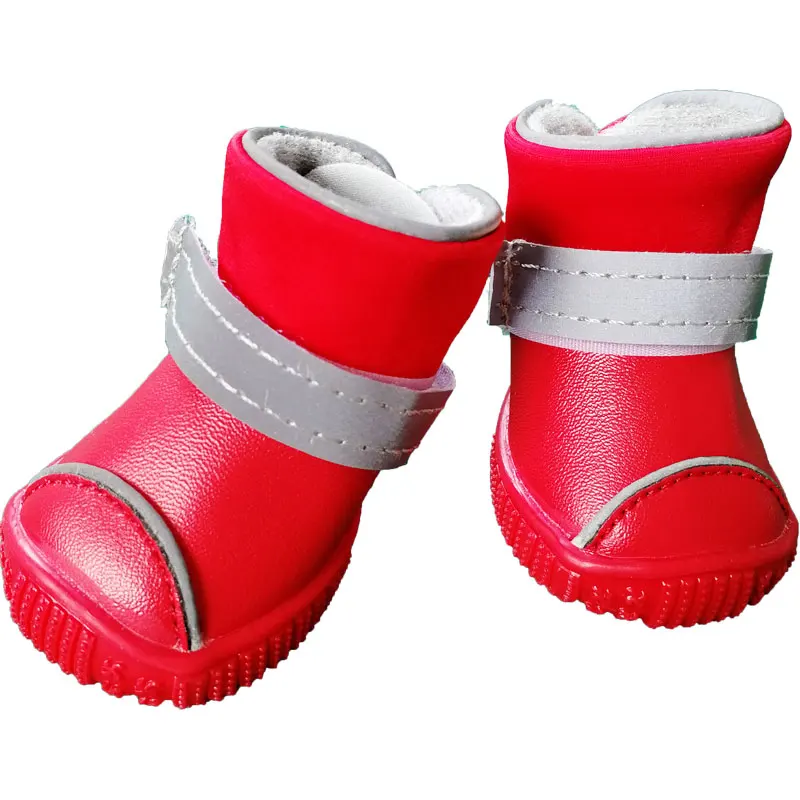 Winter Pet Dog Leather Rain Shoes Soft Waterproof Warm Snow Boots Wear-resistant Non-Slip For Small Medium Dog Pet Accessories