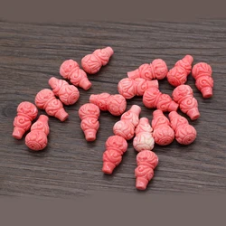 10Pcs Hot Sale Natural Pink Coral Pendant Gourd Shaped Through-Hole Beads For Jewelry Making DIY Necklace Bracelet Accessory