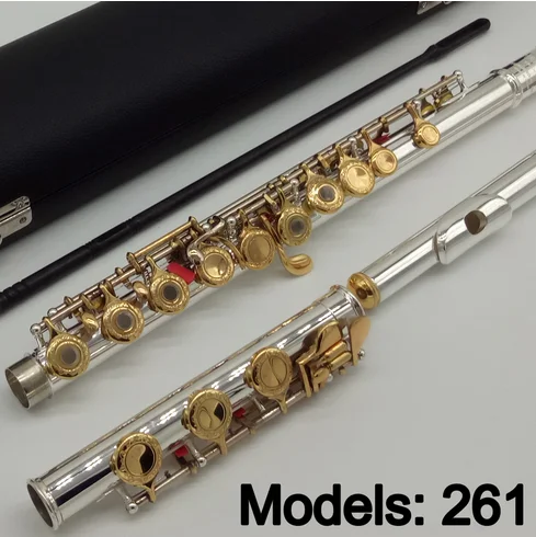 Music Fancier Club Flute 261 Engraving Hand Carved Keys Gold Plating Flutes B Leg Open Holes 17 Gold Keys