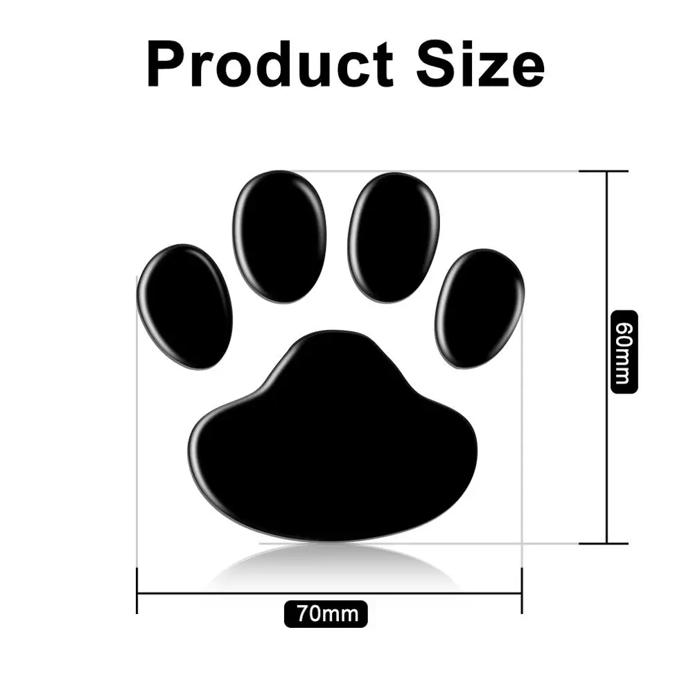 2pcs Car Sticker Cool Design Paw Pet Animal Paw Footprints Emblem Car Stickers Silver Golden Red Black Auto Accessories