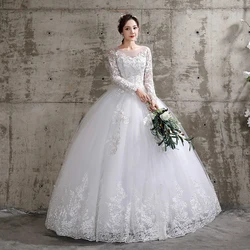 Abito da sposa personalizzato Stile sposa Abiti da sposa a fiori taglie forti Abiti da sposa da sogno a maniche lunghe con lacci Abiti da ballo